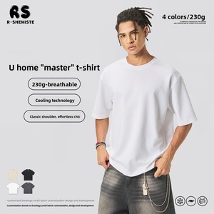 Camiseta de Manga Corta de Algodón 230G, Estilo Vintage, para Hombre y Mujer, Transpirable, Holgada, que Absorbe la Humedad, de RS Menswear <span class=keywords><strong>U</strong></span> Family - Product Image 3