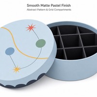 Boîte cadeau ronde personnalisée bleu pastel mat avec compartiments et couvercle abstrait – Vente en gros directe usine pour le commerce de détail et les cadeaux