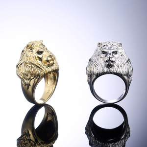 Anello con Testa di Leone per Uomo, Design Audace Dorato, Stile Hip Hop, Gioiello Maschile, Anello Aperto - Product Image 4