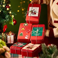 Boîte en fer blanc personnalisée pour biscuits, bonbons de Noël, vente en gros, logo personnalisé, emballage cadeau recyclable, boîte cadeau de luxe