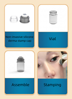 Flacon portable vide pour sérum et poudre lyophilisée, tampon dermique à micro-aiguilles en silicone non invasif pour outil de beauté à domicile