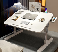 Table de lit pliable et réglable en hauteur pour ordinateur portable, bureau inclinable avec tiroir de rangement latéral, idéal pour l'étude et l'écriture des enfants, pour canapé et dortoir