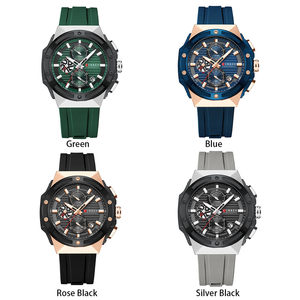 Montre à quartz Curren 8462 de haute qualité pour homme, bracelet en silicone, étanche, lumineuse, calendrier, classique, business, décontractée - Product Image 6