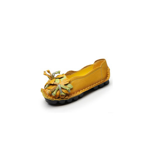Chaussures plates décontractées rétro élégantes pour femme, style ethnique Oxford, chaussures <span class=keywords><strong>compensées</strong></span> florales, chaussures en cuir véritable verni pour femmes âgées - Product Image 1
