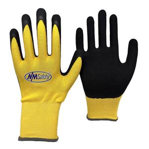 NMsafety Logo Personnalisé Travail Pas Cher Polyester Travailleur Mousse <span class=keywords><strong>Latex</strong></span> Enduit Gants De Construction Hommes Gants De Jardin - Product Image 4
