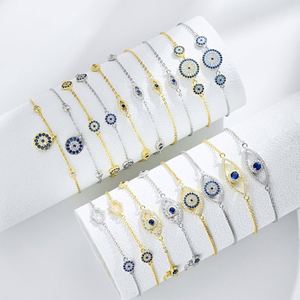 Dylam Evil Blue Sapphire Eye <b>Bracelet</b> for Women 18K Gold Plated Dainty <b>Adjustable</b> Chain Cute Eye <b>Bracelet</b> Silver Jewelry for Her - Product Image 2