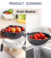 Pencacah Sayur dan Buah Multifungsi 9 in 1 Manual dengan Keranjang Tirisan