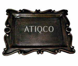 ถาดอลูมิเนียมหล่อทรายทรงสี่เหลี่ยมถาดทองแดงสไตล์โบราณดีไซน์แบบอินเดีย - Product Image 1