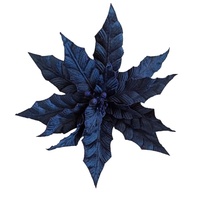 Fleur de poinsettia ornementale professionnelle YATING, bleu foncé, durable, douce, écologique, 35 cm, décoration de sapin de Noël pour la maison