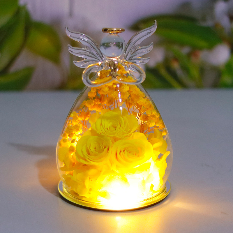 three yellow flowers with lights 10*15cmpronged