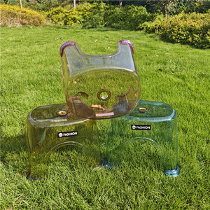 Transparent <b>Plastic</b> <b>Stool</b> For Children Stackable Non Slip Home Bathroom Use Small Crystal Seat Rectangular Shape - Product Image 1