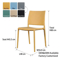 Chaise empilable en polypropylène légère, colorée, imperméable, résistante aux intempéries, pour patio extérieur, jardin, salle à manger