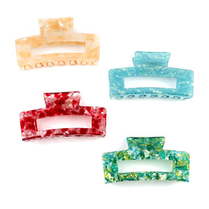 CANYUAN 10,2 cm Pince à <span class=keywords><strong>cheveux</strong></span> rectangulaire découpée en acétate de style euro-américain, personnalisée, de haute qualité, grande taille, accessoire capillaire - Product Image 1