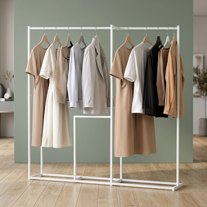 Minimalist Metal Clothing <b>Rack</b> Standing Type Double Tier Multifunctional Storage Holder for Bedroom Living Room Dorm Office - Product Image 4