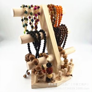 Wooden Jewelry Display Rack 3 Tier Solid Wood Desktop Storage For Bracelets <b>Necklaces</b> Rings Prayer Beads Organizers - Product Image 3