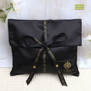 Ücretsiz örnek özel Logo baskılı moda ipek saten zarf çanta bez saç alışveriş hediye için kurdele ile toz kılıfı - Product Image 1
