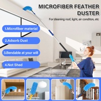 Kit de nettoyage avec 30 pieds télescopique rallonge fenêtre raclette toile d'araignée microfibre plume ventilateur de plafond plumeaux