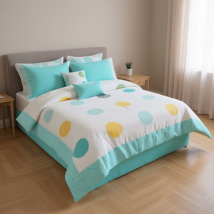 Ensemble de housse de couette King Size Mary Blue à pois, en coton et polyester, pour la compétition - Product Image 2