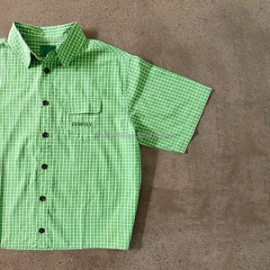 Vêtements d'été, chemise personnalisée à manches courtes, coton, décontractée, ample, chemises pour hommes, chemise à carreaux, chemises à manches courtes de créateur - Product Image 2