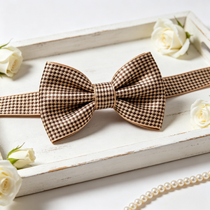 Chouchou à cheveux multi-styles à queue longue ou courte, en satin pied-de-poule, avec nœud en tissu fait main pré-noué, pour accessoire de coiffure rétro floral - Product Image 3