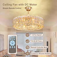 Ventilateurs de plafond LED modernes en fer de 18/23,6 pouces avec télécommande, lampe lustre pour la maison, salle à manger, chambre à coucher