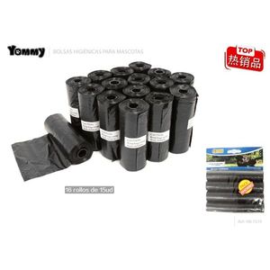 Sacs à déjections pour animaux Yommy, 16 rouleaux de 15 unités, colorés, pour chiens et chats, élimination hygiénique - Product Image 2
