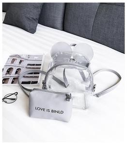 Summer New Double-shoulder Cute <strong>Mickey</strong> <strong>Backpack</strong> Two-piece Set Small PVC Jelly Transparent Female Bag with Makeup Bags for Girls - Product Image 3