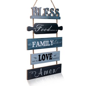 Bless the Food Before Us Sign Farmhouse Kitchen Decoración de pared personalizada Rústico Comedor Arte de la pared Decoración Vintage Colgando Letreros de madera - Product Image 1