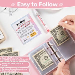 New Hot Bán Thiết Kế Mới Kit Ngân Sách Chất Kết Dính Mật Khẩu Khóa 30 Phong Bì Tiết Kiệm Thách Thức Tiền Cuốn Sách Với Khóa - Product Image 3