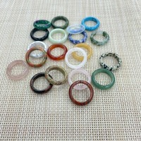 Bague en pierre naturelle simple en gros : Quartz Rose, Améthyste, Aventurine Verte, Agate, Jade pour Hommes et Femmes