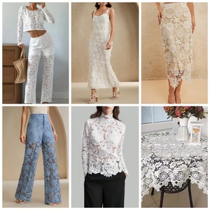 100% tissu de dentelle de broderie soluble dans l'eau texturé en polyester 3D pour les robes de mariée <span class=keywords><strong>Maxi</strong></span> des femmes - Product Image 2