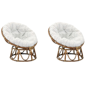 Fauteuil Papasan en rotin avec coussin capitonné blanc, fauteuil de détente moderne pour salon et chambre, mobilier contemporain pour la maison - Product Image 2