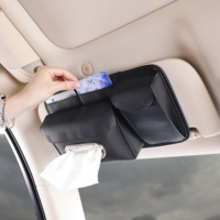 Organisateur de pare-soleil de voiture 3-en-1 de luxe en cuir PU, étui à lunettes de soleil, boîte à mouchoirs, porte-documents, pochette adaptée à Toyota Tesla VW