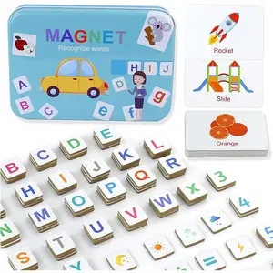 Letras magnéticas números alfabeto ABC imanes de nevera tarjetas flash ortografía juego preescolar juguetes educativos para niños