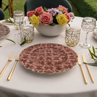 Assiette en plastique réutilisable décorative créative pour restaurant, mariage et fête, à motifs d'usine pour desserts, salade, snack, décoration
