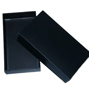 علبة من قطعتين بغطاء أسود فاخر مخصص من المصنع مصنوعة من مادة عالية المتانة لحافظة الهاتف المحمول