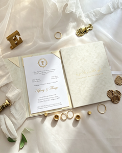 Carpeta de Terciopelo Crema para Certificado A4, Personalizada con Caligrafí<span class=keywords><strong>a</strong></span> Árabe Dorada, Cinta de Satén, Porta Certificados de Boda Islámica Nikkah Nama - Product Image 2