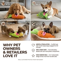 Jouet en peluche couineur et froissé pour chien, en forme de légumes (chou, carotte, maïs), avec distributeur de friandises, détachable, pour chiots et petits chiens