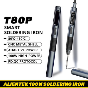 Soldador Inteligente ALIENTEK T80P de 100W con Carga Rápida Tipo-C PD/QC y Pantalla OLED 80-450 ℃   14mm Slim 42.8g para Reparación de PCB y <span class=keywords><strong>Drones</strong></span> DIY - Product Image 1