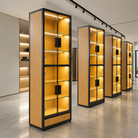 Présentoir mural portable pré-assemblé en bois et verre pour bijouterie et kiosque de centre commercial – Vente en gros