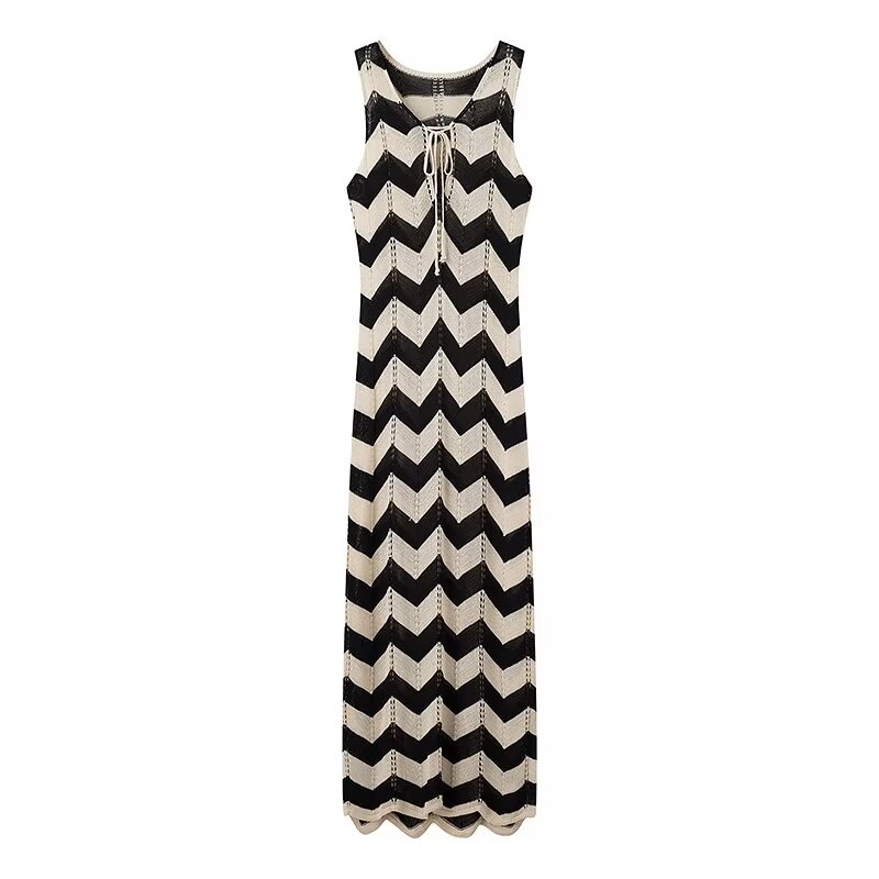 black and beige lace long dress Shane