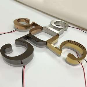 Panneau de porte extérieur en acier inoxydable, métal titane brossé, panneau lumineux rétroéclairé, <span class=keywords><strong>image</strong></span> de l'entreprise, mur, lumière LED - Product Image 6