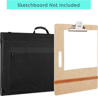 Tas Organizer Portofolio Seni dari Nilon Hitam dengan Pegangan dan Kantong Resleting untuk Papan Sketsa