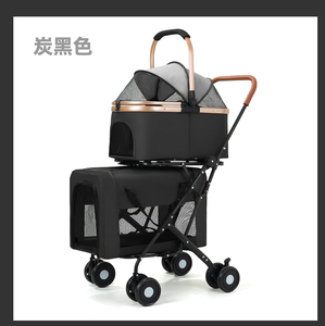 รถเข็นสัตว์เลี้ยงสีเขียวขี้ม้า 4 ล้อ ตาข่ายระบายอากาศ พับได้ สำหรับสุนัข ใช้ได้ทุกฤดู - Product Image 3