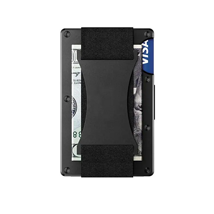 Imalatı toptan ucuz sıcak satmak donanım cüzdan siyah metalik kredi kart tutucu ultra ince atm kart tutucu erkekler için