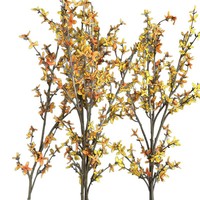 Fleurs de jasmin artificielles en soie jaune de haute qualité, aspect doré, nouvelle feuillage décoratif, plante florale artificielle