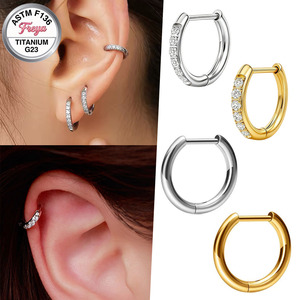 Pendientes de Aro de Titanio Freya AFTM F136 para Mujer, Joyería Fina para el Cuerpo, <span class=keywords><strong>Piercing</strong></span> de Titanio G23 con Zirconia para Nariz, Daith, Rook y <span class=keywords><strong>Tragus</strong></span> - Product Image 2