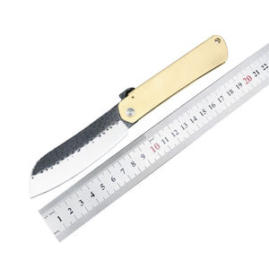 Coltello Tascabile Tattico con Lama Forgiata Giapponese e Manico in Ottone, Coltello Pieghevole <span class=keywords><strong>Higonokami</strong></span> per Campeggio ed EDC - Product Image 2