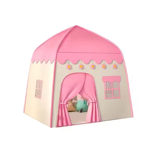 Tenda da Gioco per Bambini <span class=keywords><strong>a</strong></span> Forma di Castello Rosa, Grande Casetta Pieghevole con Luci Stellate, Giocattolo per Interni ed Esterni, Regalo per Bambine - Product Image 1