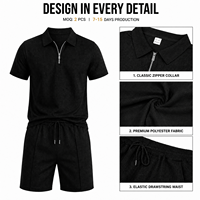 Ensemble polo pour homme en tricot gaufré texturé, directement de l'usine, avec polo à manches courtes et short, logo personnalisé, ensemble 2 pièces, tenues d'été pour homme